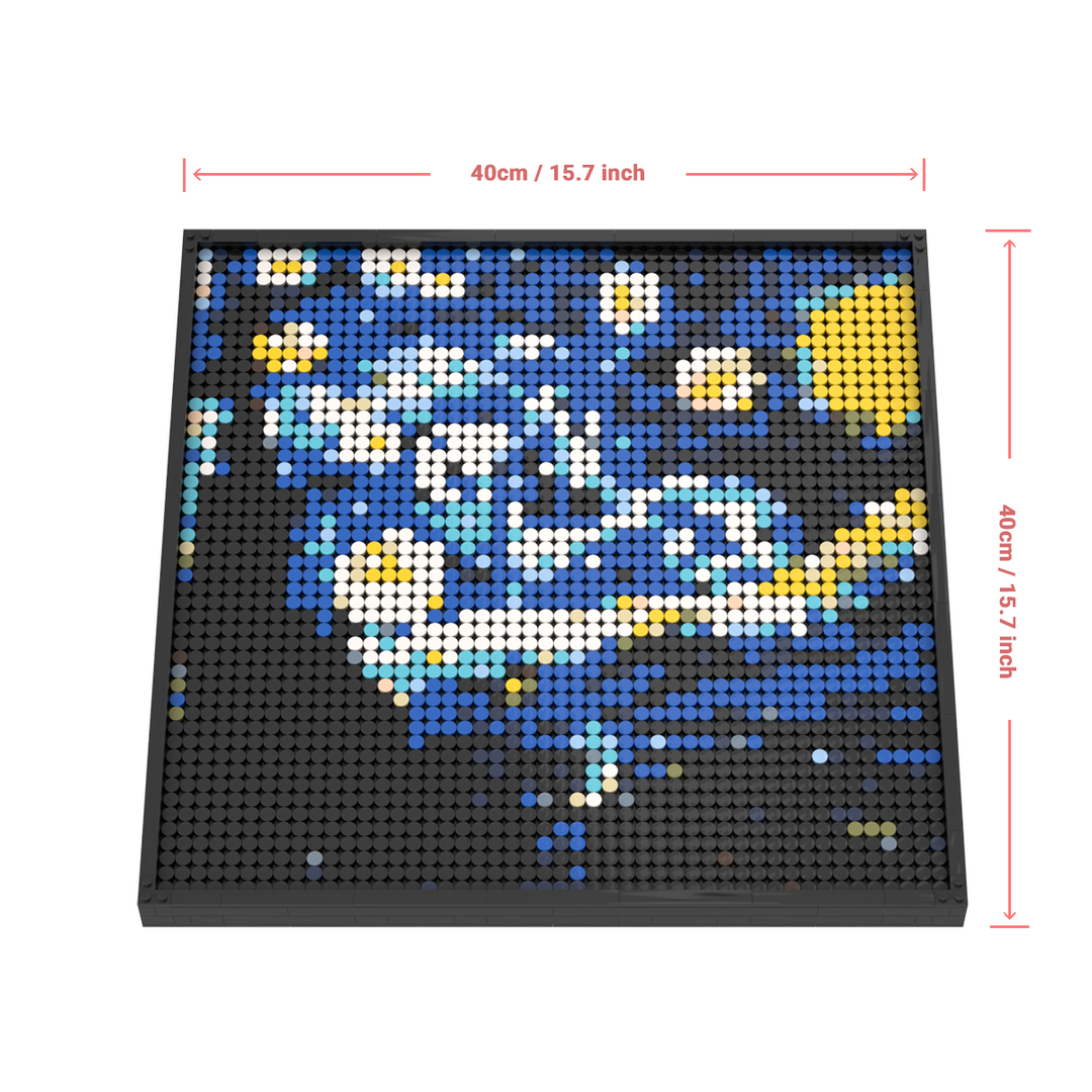 Pixel Brick Art Kit – Starry Night Inspired by Van Gogh