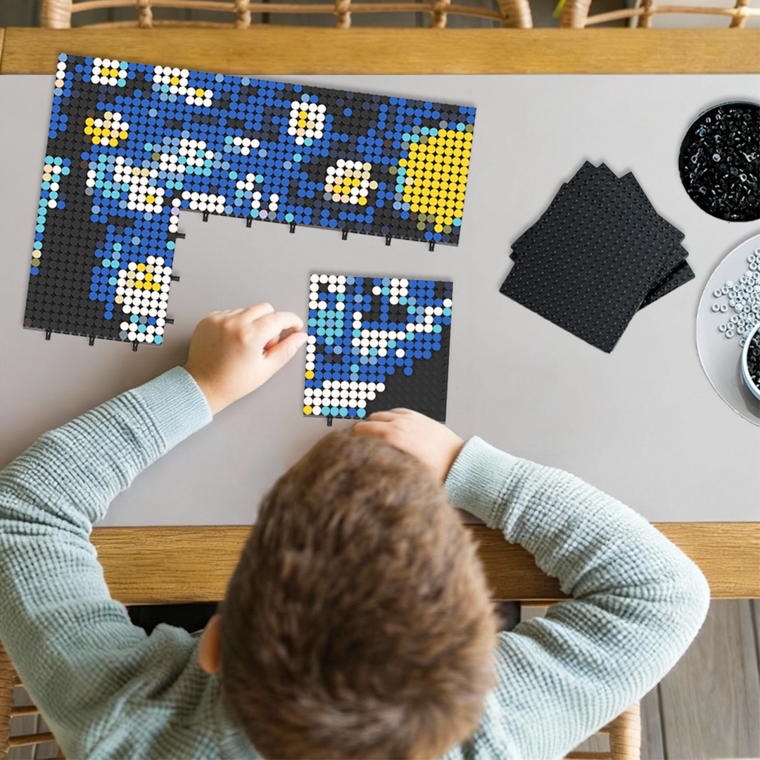 Pixel Brick Art Kit – Starry Night Inspired by Van Gogh