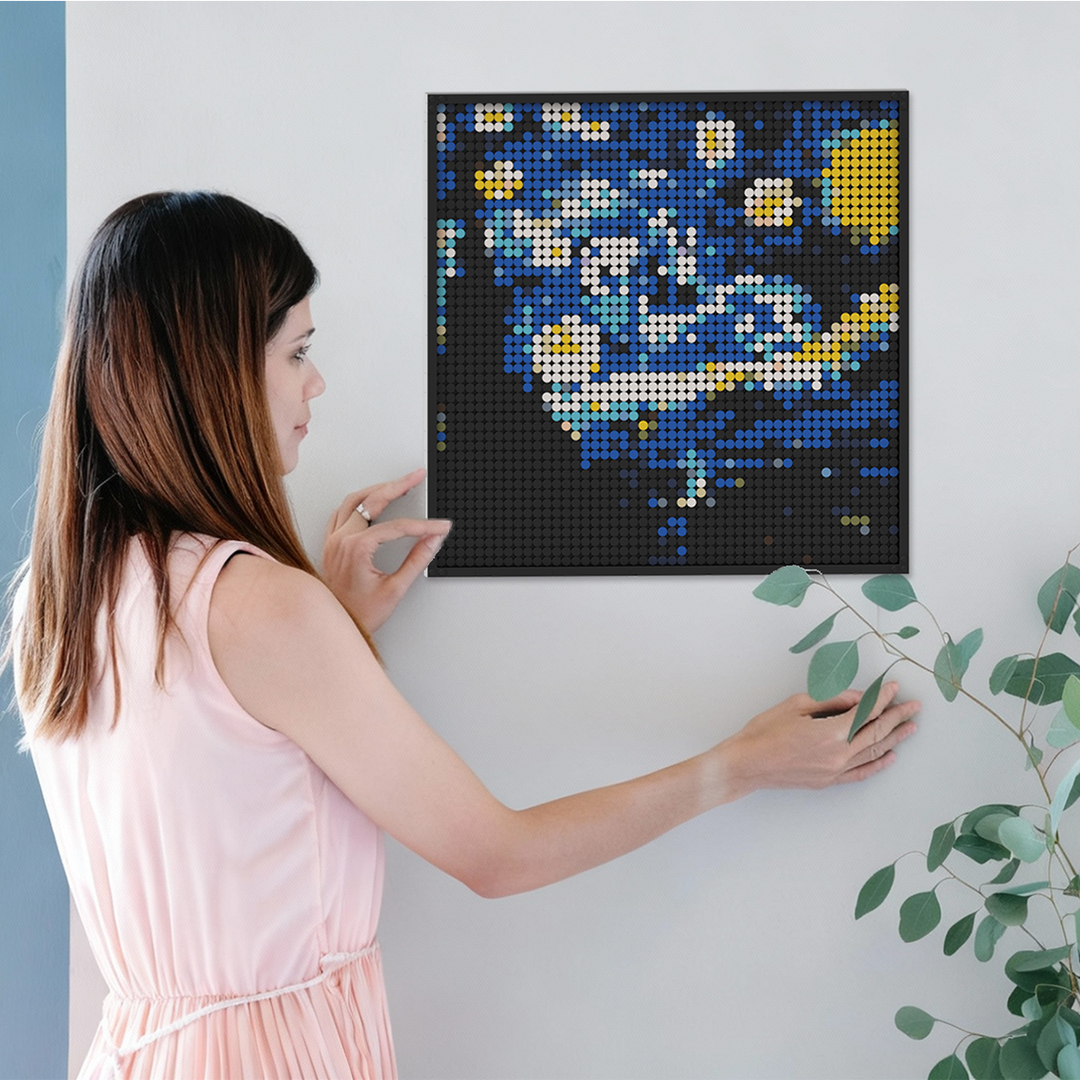 Pixel Brick Art Kit – Starry Night Inspired by Van Gogh